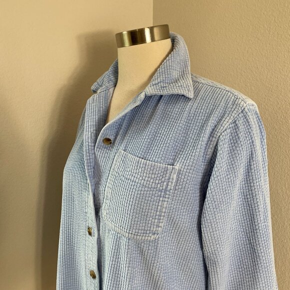 LL Bean Womens XS Petite Blue Wide Wale Comfort Corduroy Button Up Shirt - Picture 2 of 8